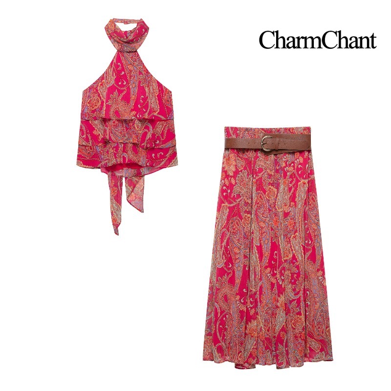 Romper Floral Print - CHARMCHANT Dames Paisley Print Halternek Geruite