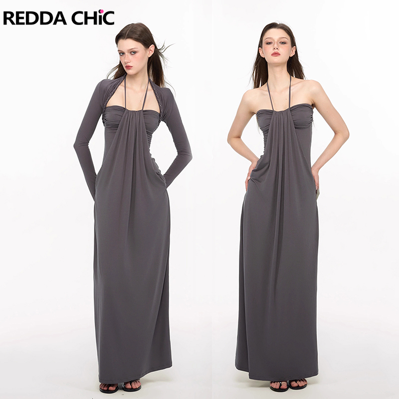 Maxi Dress Halter - REDDACHiC Elegante Gevlochten Bolero Jurk Set