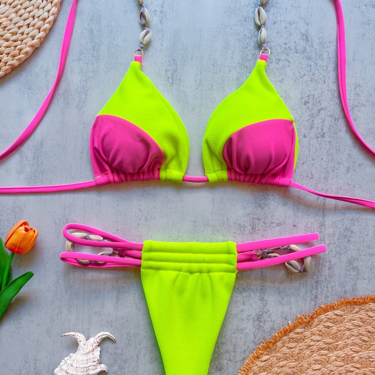 Swimsuit Bikini Ruched - 2026 Dames 2-delig halter bikini set