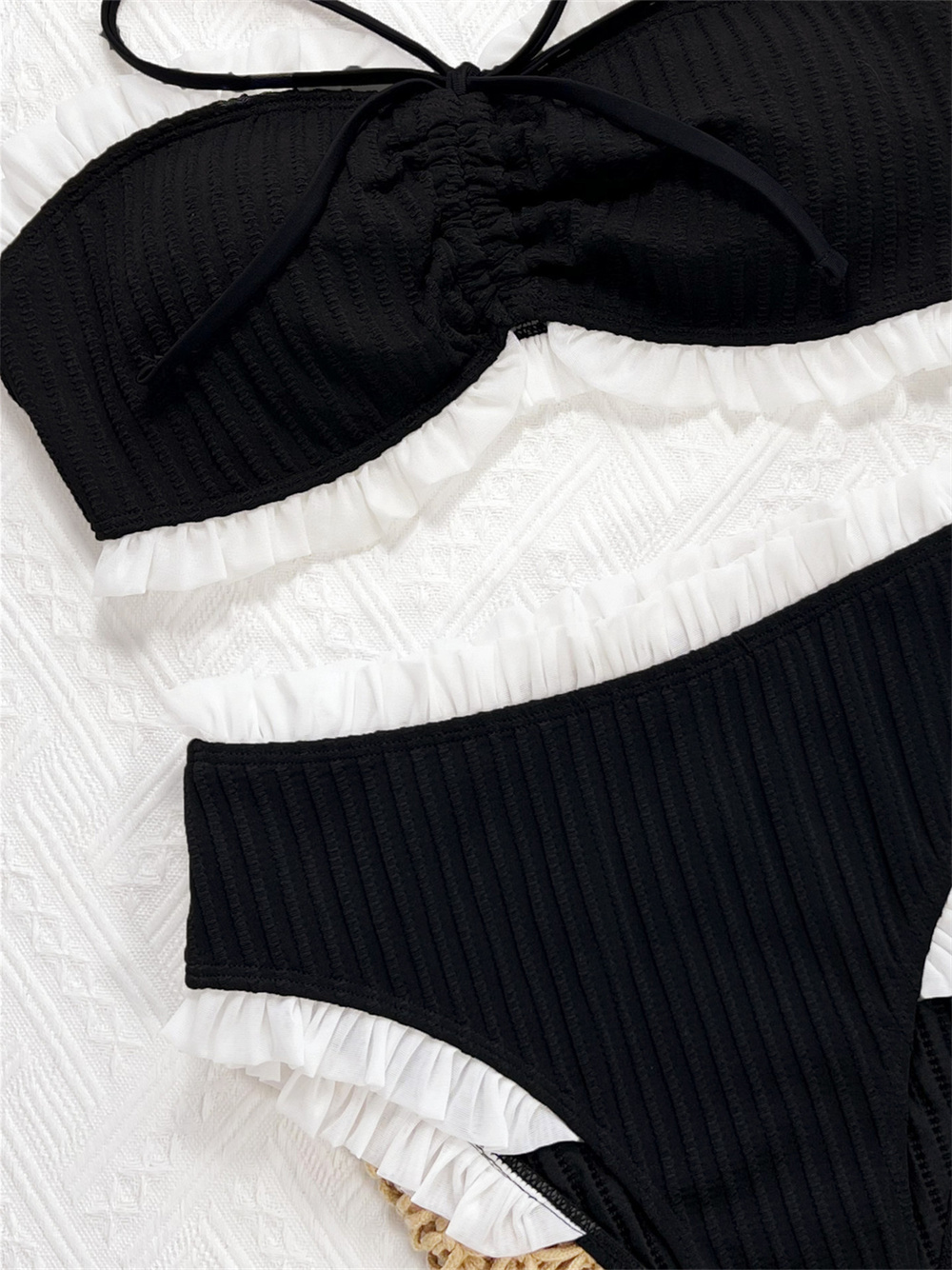 Sexy zwart bandeau-badpak met  - Swimsuit Bikini Ruched recensie en prijs