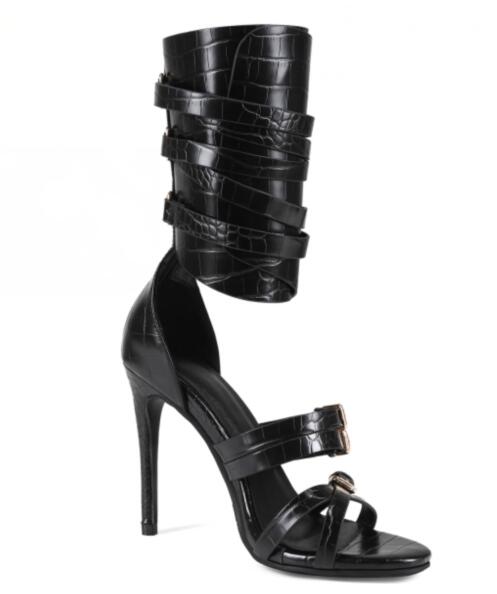 Sexy zwart lederen open teen s - Sandal Strappy Heeled recensie en prijs
