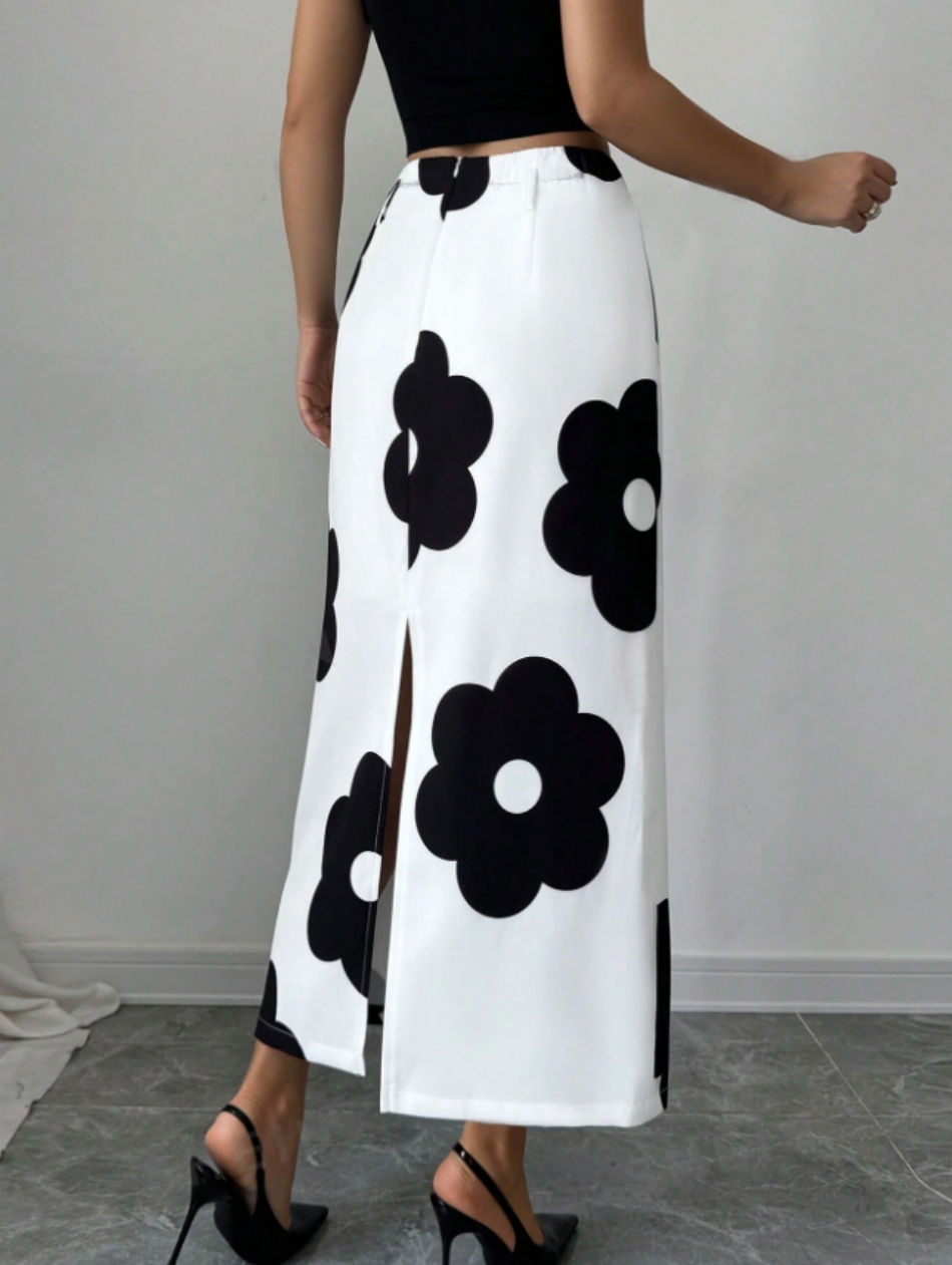 Dames crop top met bloemenprin - Midi Skirt Floral recensie en prijs