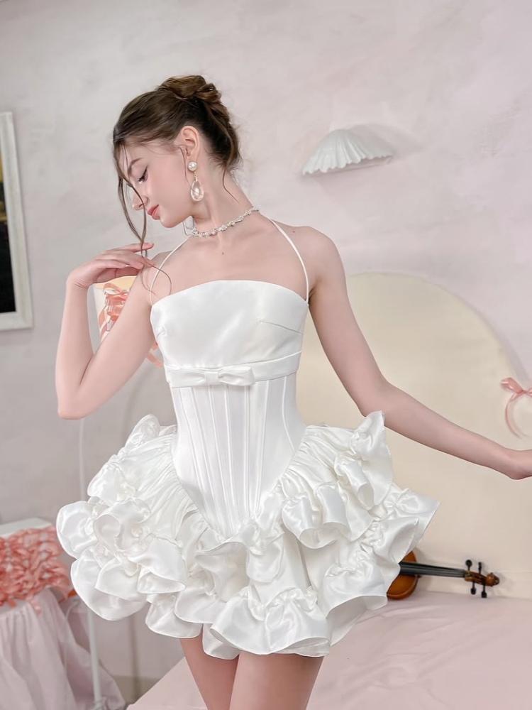 Women Pink White Lace-up Dress - Maxi Dress Halter recensie en prijs